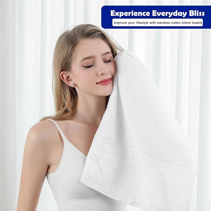 Aibaser Hand Towels-16x30inch - Lightweight and Highly Absorbent Hand Towels for Bathroom, Travel, Gym, Shower and Spa (White)