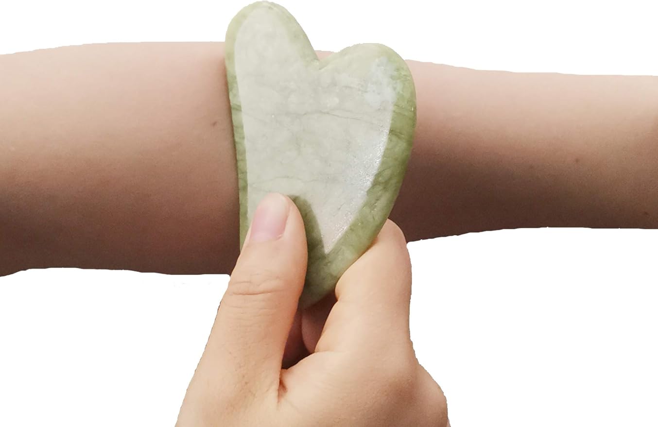 Chikoni 3 in 1 Ficial Face Ice Jade Roller and Gua Sha Tool, Natural Real Jade Anti-Wrinkle Face Eye Neck Massager Tool, Reduce Wrinkles, Puffiness, Migraine, Redness, Pain and Injury