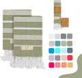 Hand Towels - Set of 2, 18" x 30" inches, Turkish Cotton owels for Bathroom Kitchen, Gym Towels - Thin Light Compact Travel Towels (Army Green)