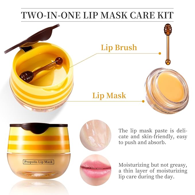 4 PCS Honey Lip Balm Pot, Honey & Strawberry & Watermelon & Apple Lime Lip Mask, Reduces Lines, Hydrate & Moisturizing Skin Care, Prevention Dry Cracked Lips Repair Treatment, 5.5g*4
