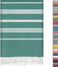 EPHESUS TOWELS Turkish Beach Towel - 38x70 inch Oversized - Sultan Design - Turkish Towel for Beach, Bath, Pool, Gym, Yoga - Prewashed, Lightweight, Quick Dry (Emerald Green)