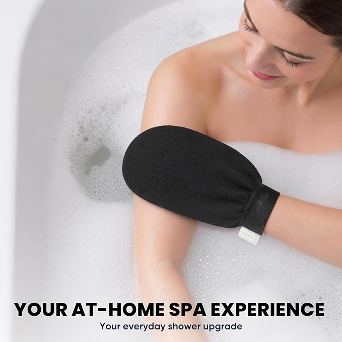Premium Exfoliating Gloves for Shower 1Pc, 100% Viscose Deep Exfoliating Body Scrubber, Dead Skin Remover, Washcloth Body Exfoliator Scrubber for Self-Tan Removal, Smooth & Renewed Skin