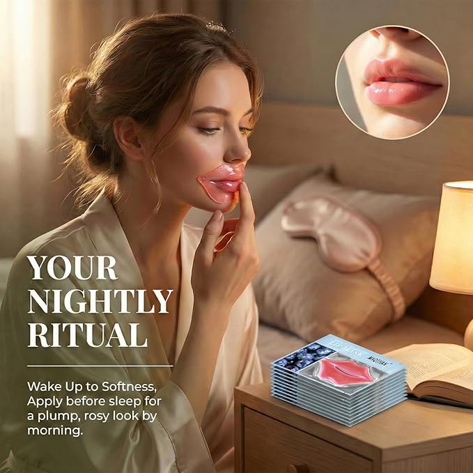 30PCS Moisturizing Lip Mask - Lip Patches for Spa Daily Labial Masks Skincare Hydrating to Reduce Wrinkles Dryness Anti-wrinkle Lightens, Blueberry