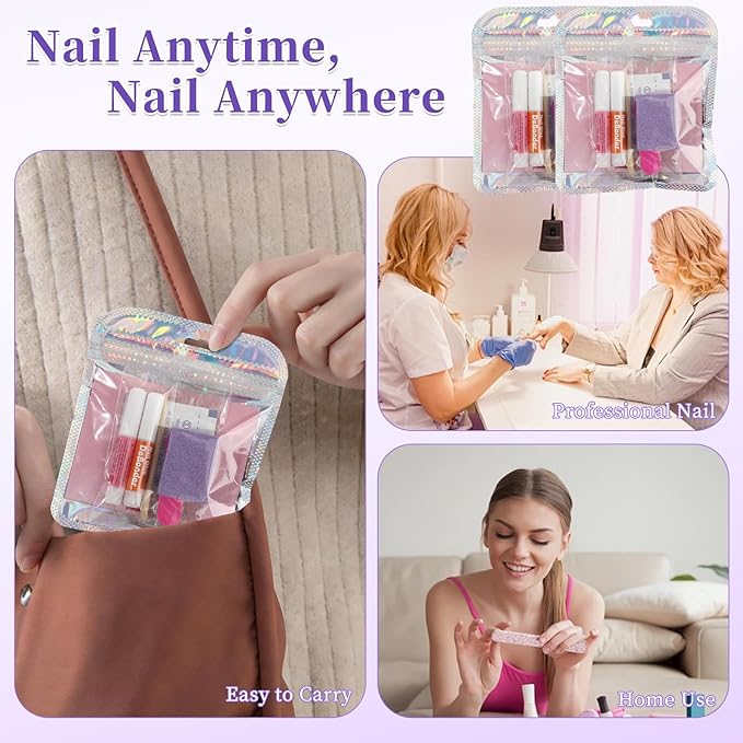 TADOPRO 20PCS Press On Nail Tool Kit, Disposable Nail Prep Kit for Salon Home Nail Business Supplies with Nail File, Nail Glue & Remover, Buffer, Instruction Card, Prep Pads, Tabs(20pcs Set)