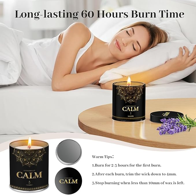 WarmEmbrace Scented Candles, 9 Oz Candle Sets for Home, Office, Meditation, Yoga, Candle Set for Women & Men, Mother's Day, Birthday, Christmas, Anniversary Present (2 Pack, Lavender & Vanilla)