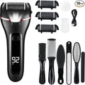 zikillya® Electric Foot Callus Remover, 16 Pack Foot File Pedicure Kit Tools,Waterproof Foot Scrubber Dead Skin Remover with 3 Roller Heads & 2-Speed Power Pedicure Tools for Feet Hands Heel (Black)