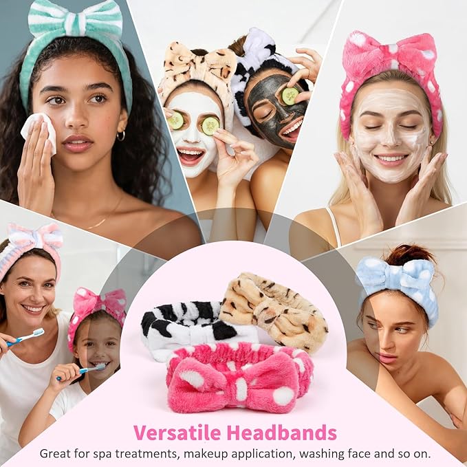 Huachi Headbands for Washing Face Spa Headbands for Women Bulk: Cute Skincare Makeup Headband, Facial Face Wash Head Bands 8Pack Easter Basket Stuffers for Teen Girls