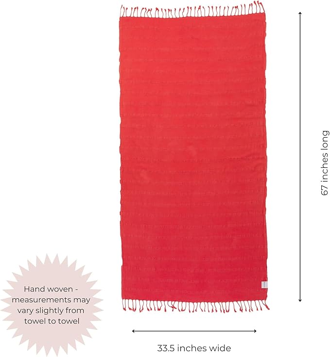 InfuseZen Stonewashed Turkish Bath & Beach Towel –100% Organic Turkish Cotton - Soft, Lightweight, Absorbent - Quick Dry, Sand Free - Swim, Pool, Shower, Travel - Peshtemal, Hammam Spa Towel - Coral