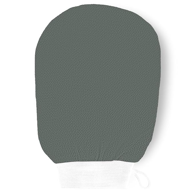 Ultra Thin Exfoliating Glove(1pc), Tanning mitt, Dead Skin Remover for Body, Body Exfoliator for Self-Tan Removal & Keratosis Pilaris（Grey Green）