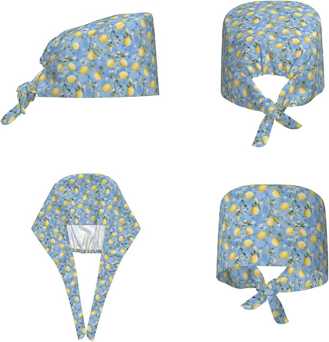 Scrub Cap for Women and Men Boho Black Leaf Pattern Adjustable Breathable Sweatband Hat for Work Kitchen Spa Shower Daily Use