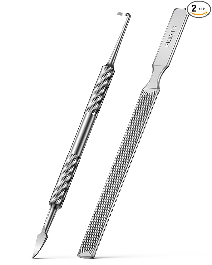 FERYES Long Toe Nail Files for Thick Nails with Dual-Ended Ingrown Toenail Lifter and Cleaning Durable and Efficient Heavy Duty Nail Care Tool