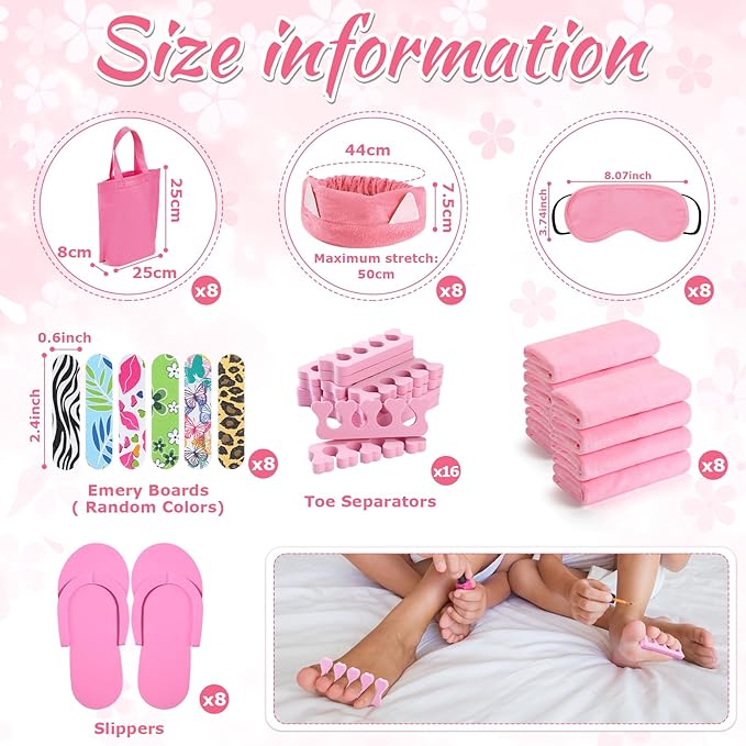 Jeyiour 72 Pcs Foot Spa Set for Girls Include Foot Tub Washbasin Hand Towels Spa Kit Accessories for Party
