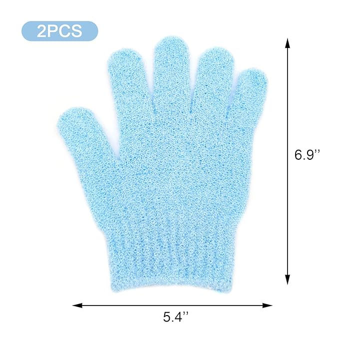 BlingKingdom 1 Pair Bath Gloves for Shower Exfoliating Wash Gloves Shower Mitts for Women Beauty Spa Massage Skin Shower Body Scrubber (Blue)