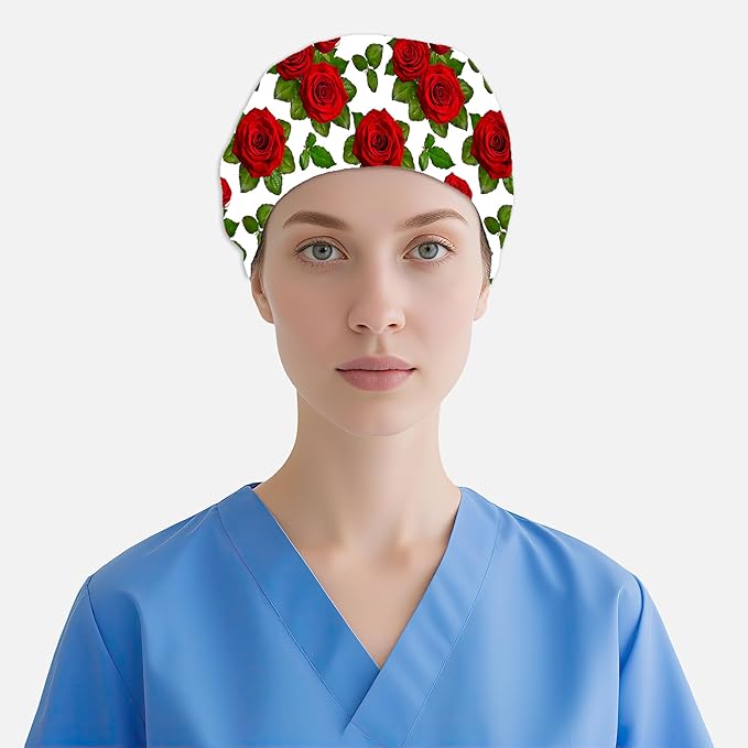 2 Pcs Working Cap with Sweatband for Women Men, Adjustable Cleaning Working Hats, Nurse Surgical Caps
