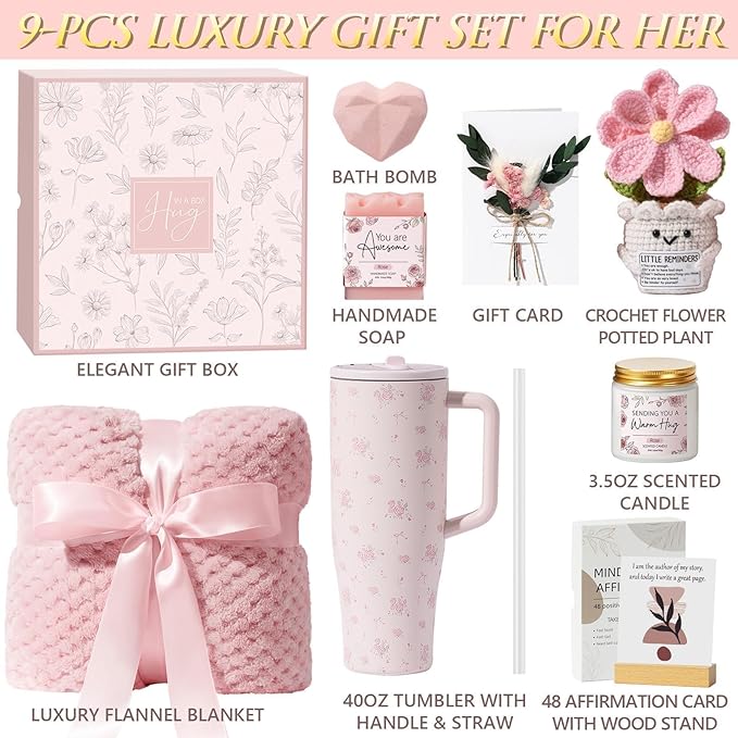 Mothers Day & Birthday Gifts for Women - Get Well Soon Spa Care Package, Luxury Self Care Gift Basket for After Surgery & Cancer Care Inspirational Thinking of You Sympathy Gift Set for Mom Her Friend