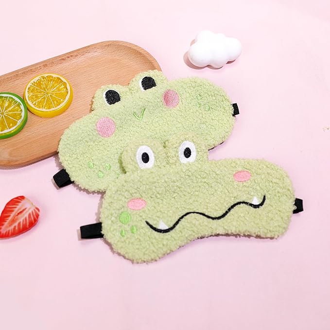 PERFECTSIGHT Sleep Eye Masks, Cute Sleep Eye Cover Lightweight Adjustable Eyeshade Mask Cover for Women Men Sleep Travel Nap, Crocodile Frog