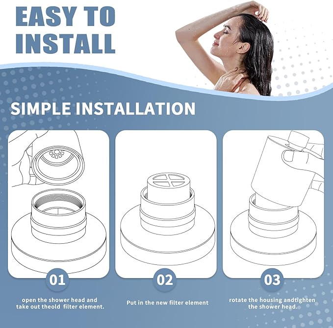 4-Pack Replacement Filter for JOLIE Shower Head, Compatible with JOLIE Shower Filter Cartridge, Reduces Chlorine, Heavy Metals & Impurities, Softens Skin & Hair