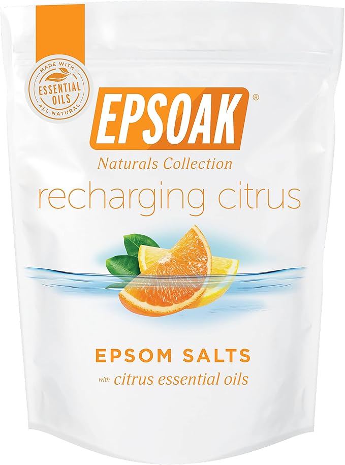 Epsoak Epsom Salt 2 lb. USP Magnesium Sulfate with Citrus Scent Resealable Epsom Salt Bag, Made in The USA, Cruelty-Free Certified