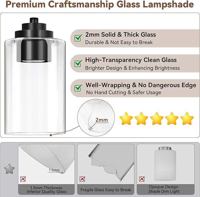 5-Light Matte Black Bathroom Light Fixtures, 31" Modern Vanity Lighting Fixture for Bathroom, Bathroom Vanity Lights Over Mirror with Clear Glass Shades, Wall Lamp for Mirror Living Room Bedroom Porch