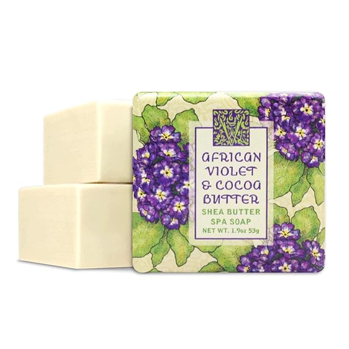 Greenwich Bay Mini Botanical Soap Bars – 12 Pack 1.9 oz Each – Individually Wrapped Guest Soaps for Airbnb, Spa, Travel, Bath – Travel Size Bar Soap Set, African Violet