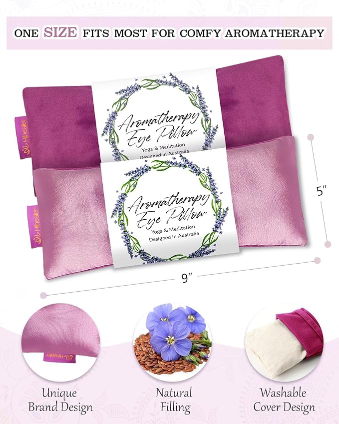 Weighted Eye Mask for Sleep, Yoga, Meditation, Lavender Eye Pillow Heated for Headache, Sinus, Dry Eyes Relief, Moist Heat Mask Purple Relaxation Gifts for Women (Purplex2)