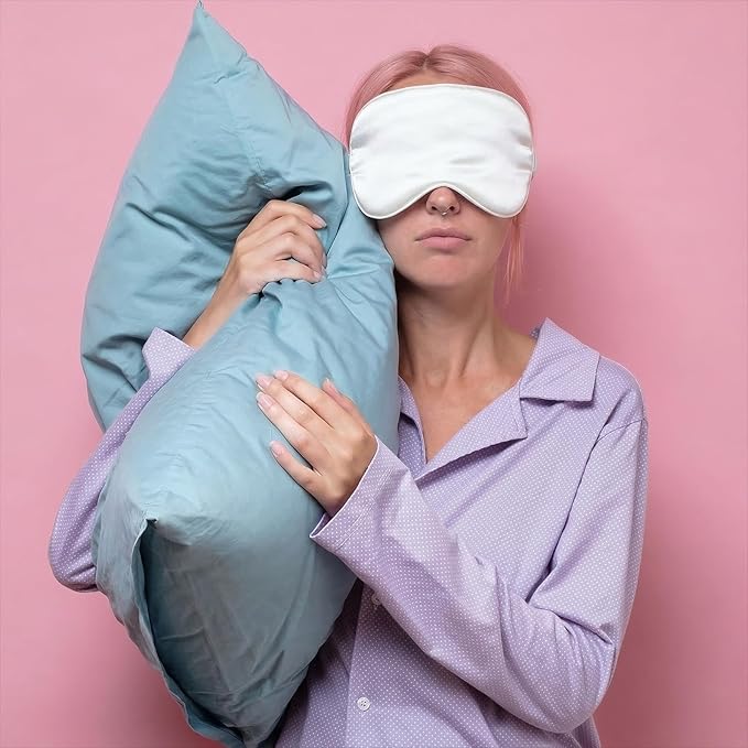 Silk Sleep Eye Mask 4 Pack Mulberry Silk Sleep Mask Eye Cover Blindfold with Elastic Strap Cute Satin Soft Eyeshade Masks for Women Night Sleeping Travel Nap (Pink) (White)