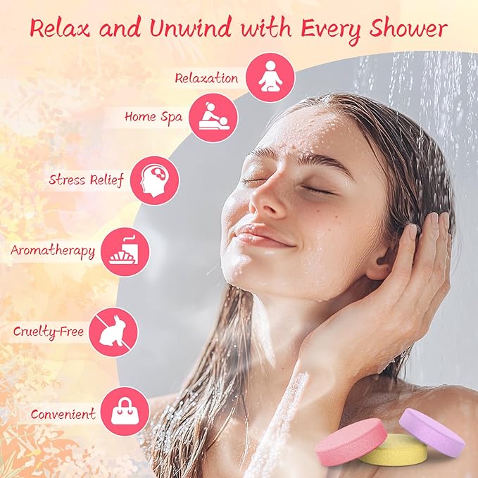 Shower Steamers Aromatherapy 8 Pack - Natural Essential Oil Shower Bombs for Self Care, Stress Relief Stocking Stuffers, Relaxation Birthday Gifts for Women and Men. Revitalizing Blossom Style