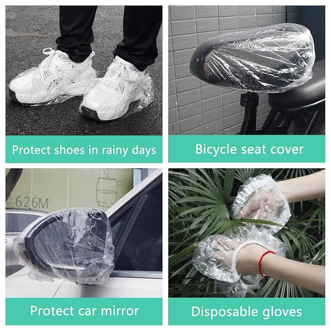 Keeygo Disposable Shower Caps 100 PCS Bath Caps Clear Waterproof Plastic Wraps for Women, Hotel Travel Essentials Accessories Hair Caps(20.5")
