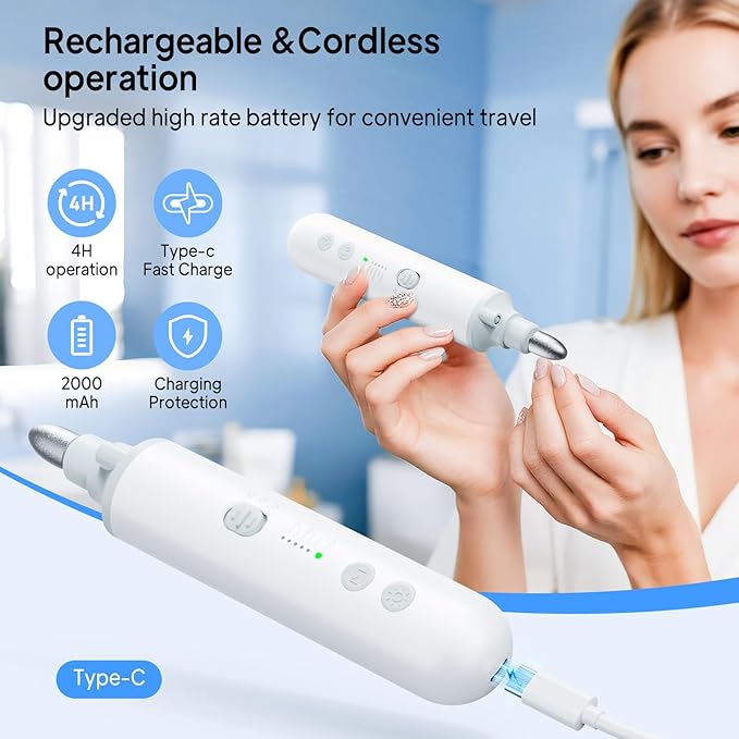 Professional Manicure Pedicure Kit, Electric Nail File Set,5 Speeds Hand Foot Care Tool for Nail Grind Trim Polish, Wider Grinder for Thick Nails, for Men Women Seniors