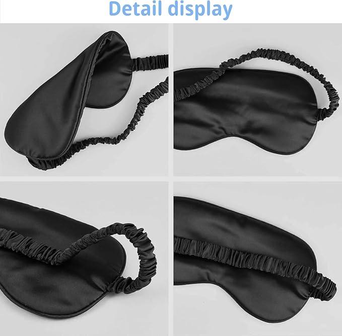 1 Pack Sleep Mask, Silk Eye Mask with Elastic Strap, Breathable Eye Mask for Sleeping,Travel, Girls, Women, Men (Black)