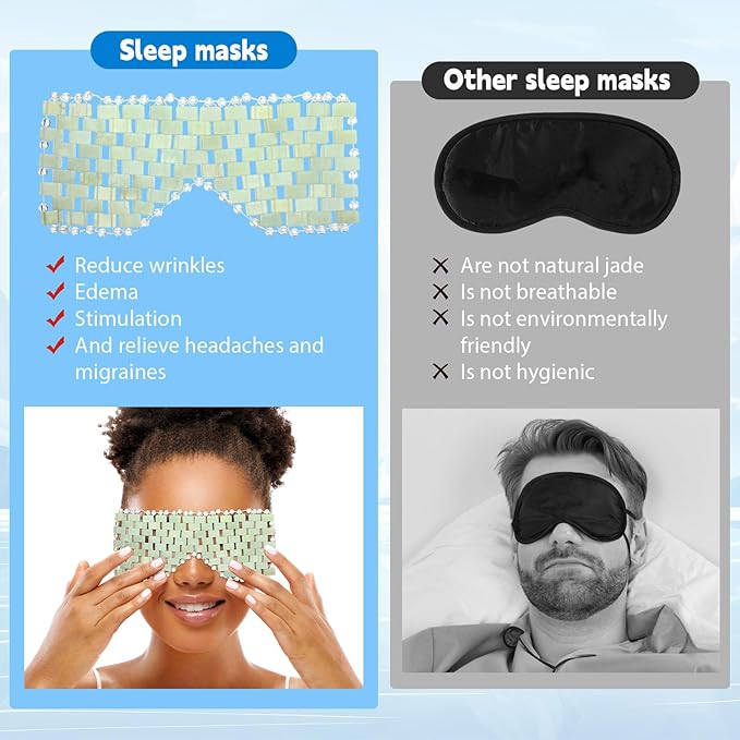 Coume 4 Pcs Jade Eye Mask Reusable Sage Green Facial Cooling Mask for Hot and Cold Anti-Aging Therapy to Reduce Wrinkles Puffiness Migraines Crystal Relief Sleeping Mask for Women Spa Treatment Gift