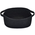 ABenkle Small Basket with Handles - Decorative Durable Rope Woven Storage Bin Shelf Storage Organizer Cube, Easter Baby Gift Basket, 12"x8"x5", Black