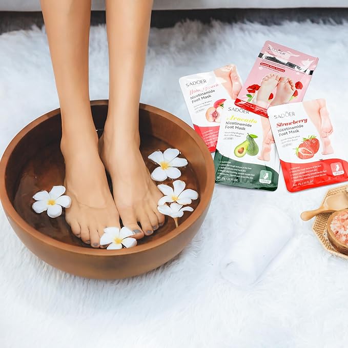 24 Pcs Fruits Beauty Hand Foot Mask Bulk Hydrating Hand Foot Moisturizing Gloves Shea Butter Aloe Mask for Spa Kit Beauty Skincare Galentines Day Gift for Women