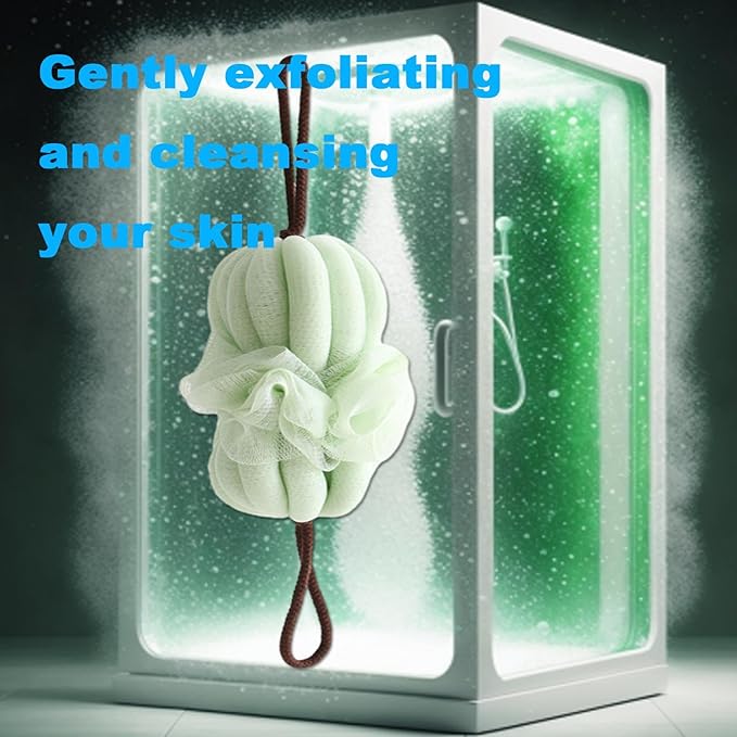 Large 85g Green Bath Loofah Sponge Loofa Luffas Shower Puff Pouf Ball Exfoliating Body Back Scrubber for Men&Women