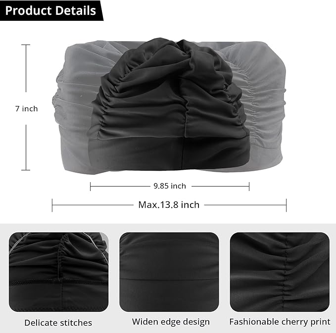 Swim Caps for Women Swimming,1 Pcs Fabric Nylon Cloth Swim Cap, Comfort Pleated Swimming Cap for Long Hair, Not Waterproof Elastic Bathing Caps, Swim Hat Keep Hairstyle Unchanged
