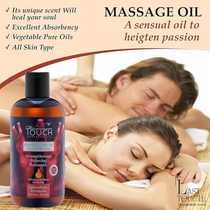 Massage Oil for Couples – Sensual and Relaxing Aromatherapy Body Oil – Romantic Massage for Home Spa & Stress Relief – Massage Oils for Date Night - Aphrodisiac Massage Oil - 8.45 Fl Oz