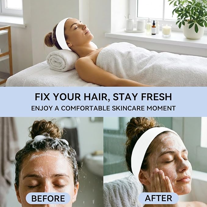 White Disposable Spa Headband for Women – 36pcs Disposable Headbands for Spa Hair bands for Facials, White Headband for Esthetician, Skincare & Washing Face, Professional Facial headbands for Women