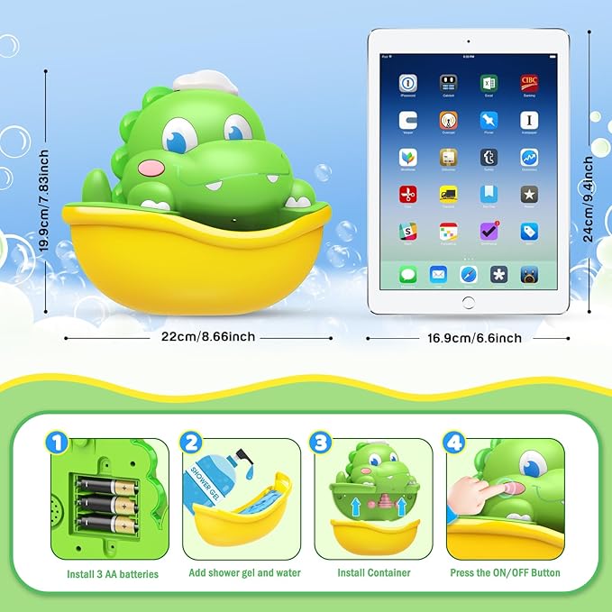 Baby Bath Toys Light Up Bath Bubble Machine with Colourful Light Bathtime Shower Bath Toys for Kids Ages 1-3 4-8 Birthday for Toddler Boys Girls