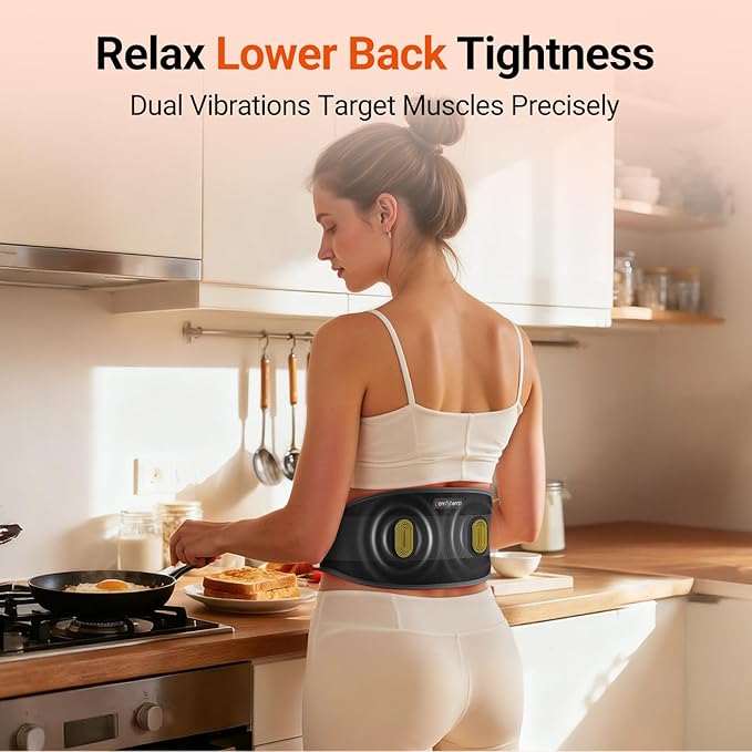 Comfytemp Cordless Red Light Therapy Massage Belt with Vibration for Back, Wearable FSA Eligible HSA Near Infrared Lower Back Massager, Portable Birthday Mothers Day Gifts for Women Mom, 660nm & 850nm