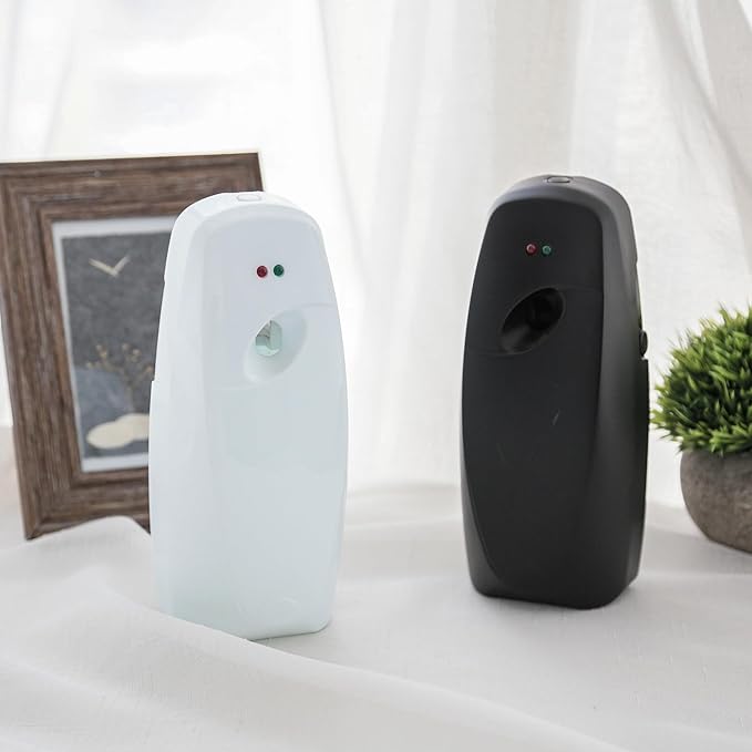 Automatic Air Freshener Spray Dispenser 2-Pack, Wall Mount or Tabletop for Home & Commercial Use, Adjustable Timer for Bathroom, Office, Restroom, Eliminates Odors with Glade Compatible Refill (black)