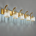 5-Light Crystal Vanity Light, Modern Gold Bathroom Wall Sconce with K9 Crystal Shades, 42.51" Long Over Mirror Lighting for Vanity, Makeup, Hallway, Elegant & Easy Installation