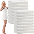 SmoothNovelty 16 Pack Microfiber Bath Towels Bulk 27'' x 60'' Oversized Size Bath Towel Highly Absorbent Extra Large Soft Drying for Beach Shower Summer Salon Sport Gym Party (Wheat,White)