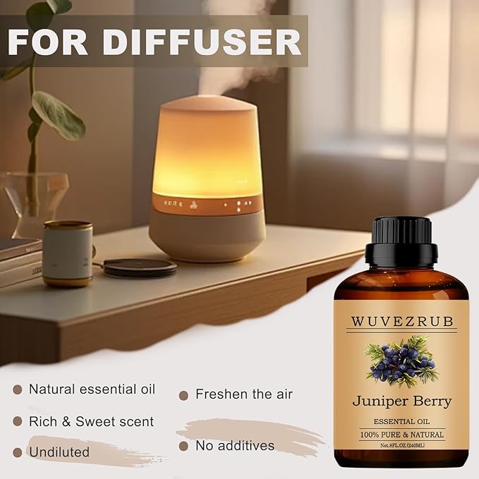 Juniper Berry Essential Oils, 240ML Pure and Natural Essential Oil for Aromatherapy Diffuser - Juniper Berry /8 Fl Oz