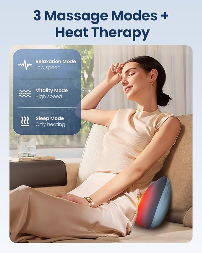 COMFIER Shiatsu Neck and Back Massager with Heat, Neck Massager Pillow with 3D Kneading Deep Tissue, Cordless & Portable, Soothes Muscle Tension at Home, Office, Travel,Mothers Day Gifts for Women