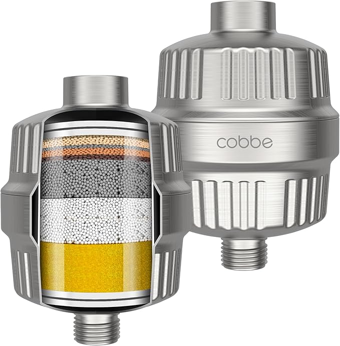 Cobbe HD HEAVY DUTY High Output Shower Filter 2 Pack – 99% REMOVAL Shower Head Filter for Hard Water, Heavy Metals, Chlorine and Harmful Substance, Improve your skin and hair - Brushed Nickel