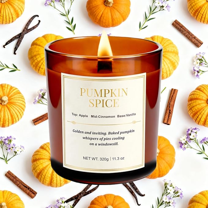 Scented Candles for Home,2 Pack Wood Wick Pumpkin Spice Scented Candles,22.6 oz Natural Soy Wax Candles with Gift Box,Long Lasting Candles for Home Decor,Gifts for Women