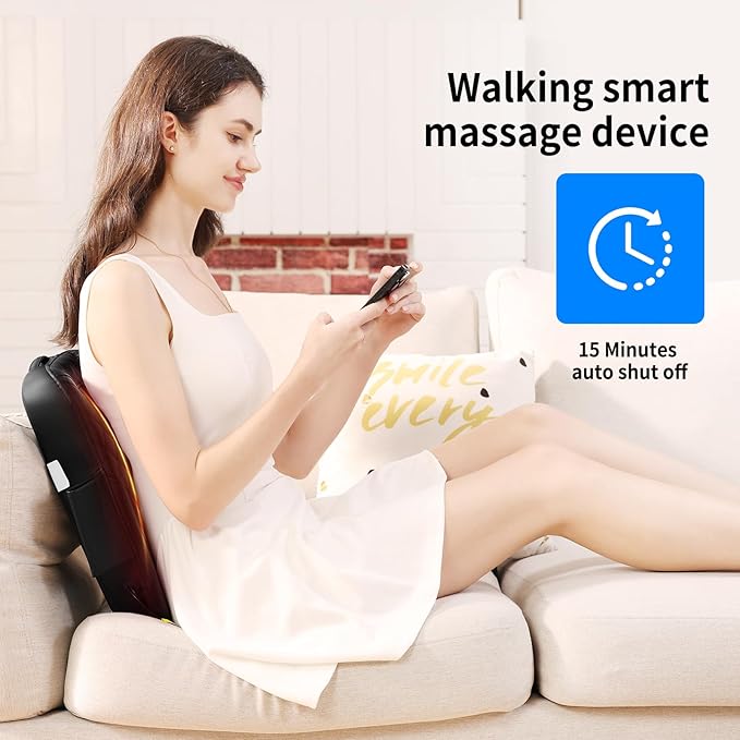 MASGRE Shiatsu Back Massager with Heat, Rolling Up and Down 4D Kneading Massage, Electric Massager for Pain Relief Deep Tissue, Lumbar Lower Back Massager, Gifts for Women Men Mom Dad