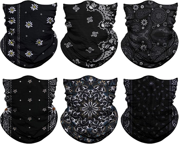 Venswell Neck Gaiter Face Mask Men Women,Seamless Bandana Rave Face Cover Scarf Mask,Balaclava,Headband, Head Wrap,Headwear