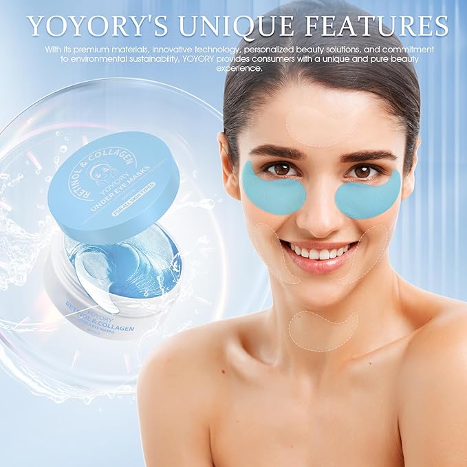 Under Eye Patches for Dark Circles & Puffy Eyes- 60 Hydrogel Eye Mask Patches with Caffeine, Collagen & Niacinamide - Anti Wrinkle Smile Line Patches, Self Care Gifts for Women,Navy Blue