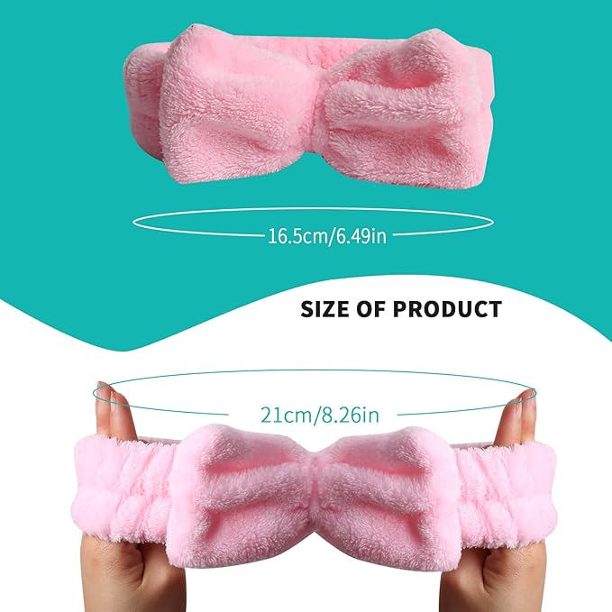 WSYUB 3Pcs Spa Headband, Makeup Headband for Washing Face, Bow Headbands for Women, Fluffy Skincare Headbands Microfiber Bow Knot Hair Band, Easter Basket Stuffers